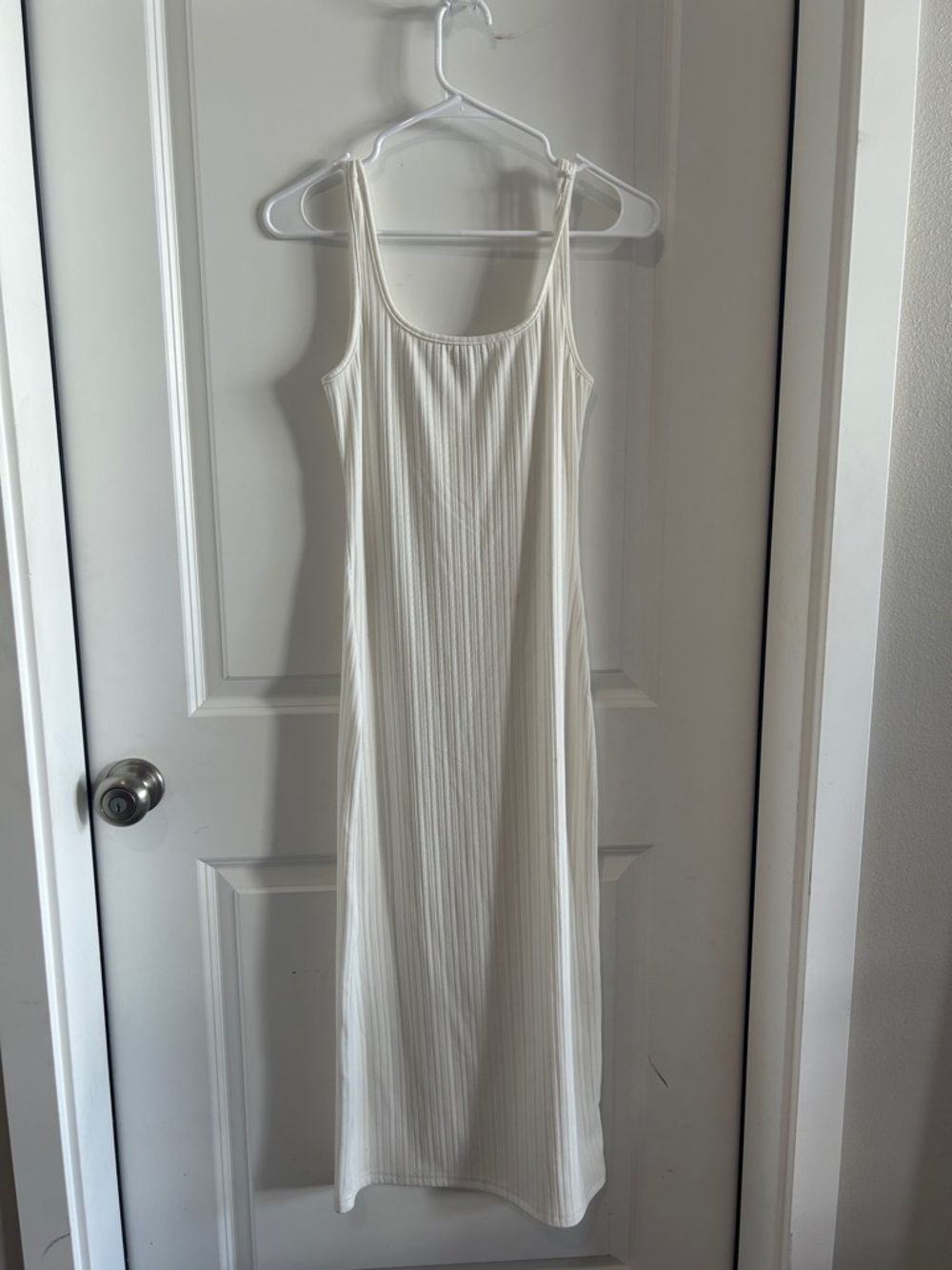 SHEIN Cream Ribbed Tank Dress